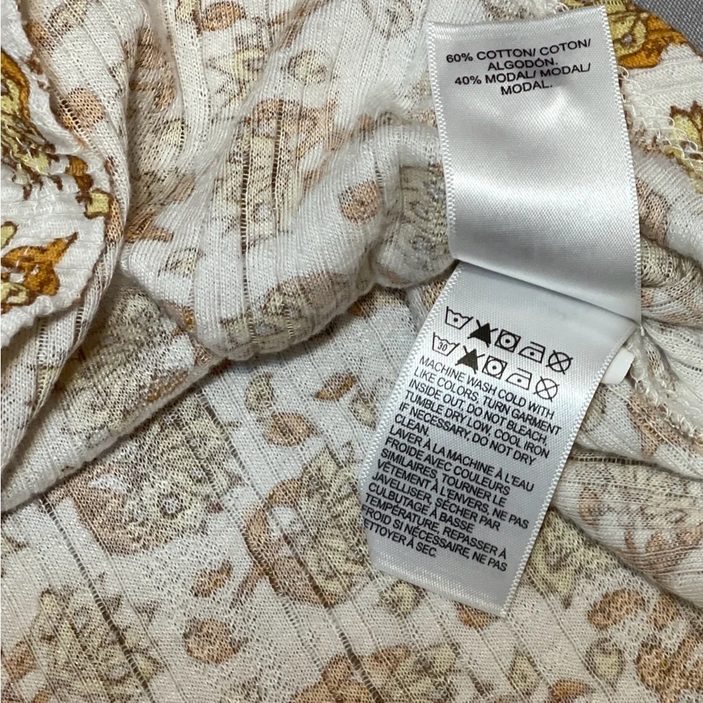 Lucky Brand Women Floral Shirt Sleeveless Tasseled Sz Small Summer Boho Peasant - Picture 7 of 10